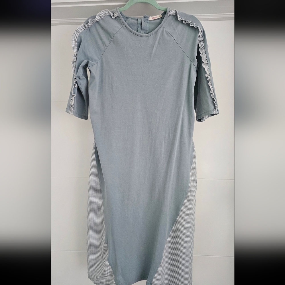 Kidichic Midi Dress, Half-sleeve Gray-green Dress Size 18Y Or M ADULT.